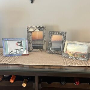Elegant Silver and Blue Picture Frame Set